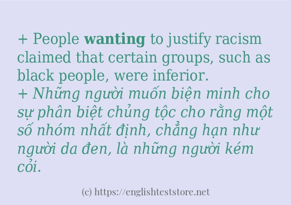 wanting áp dụng trong câu và ví dụ