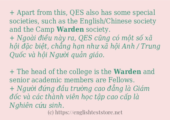 warden cách sử dụng và câu ví dụ warden cách sử dụng và câu ví dụ
