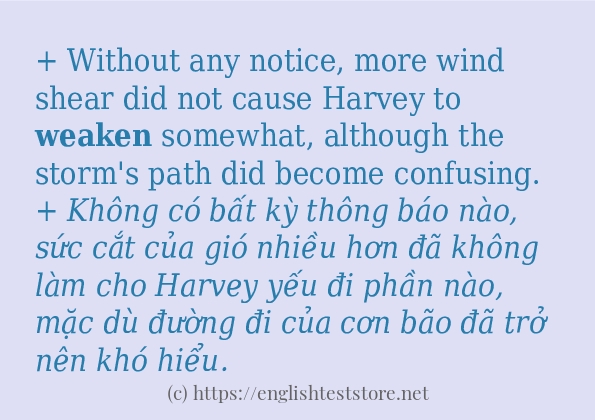 weaken cách sử dụng trong câu và ví dụ