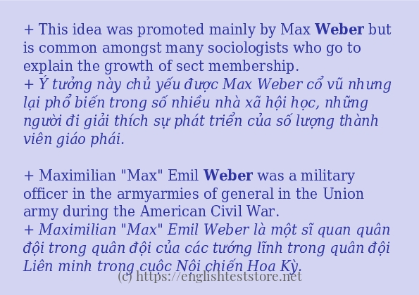 weber áp dụng trong câu và ví dụ