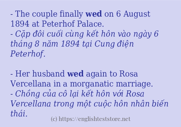 wed ví dụ và cách sử dụng trong câu