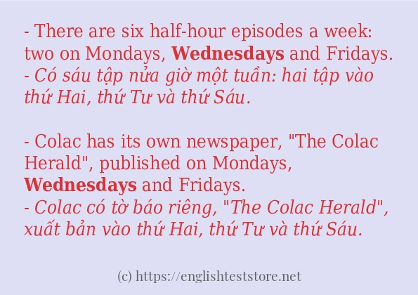 wednesdays cách dùng và câu ví dụ