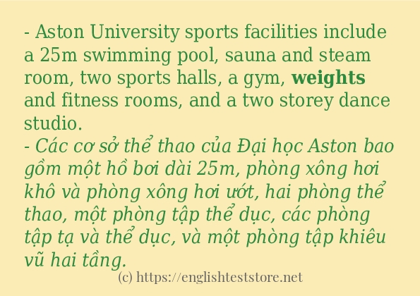 weights câu ví dụ và cách dùng