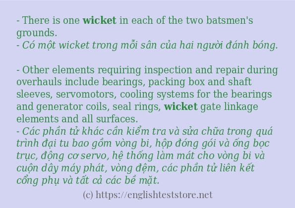 wicket câu ví dụ và cách sử dụng