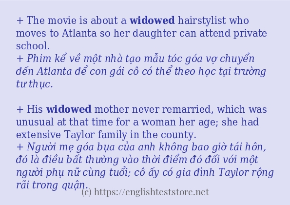 widowed cách dùng và câu ví dụ
