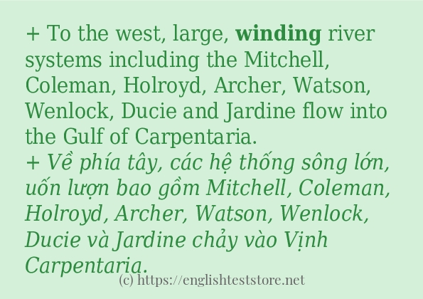 winding câu ví dụ về cách dùng