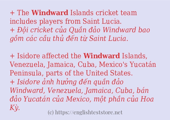 windward sử dụng thực tế trong câu