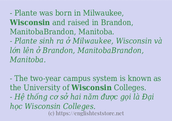 wisconsin cách dùng và ví dụ trong câu