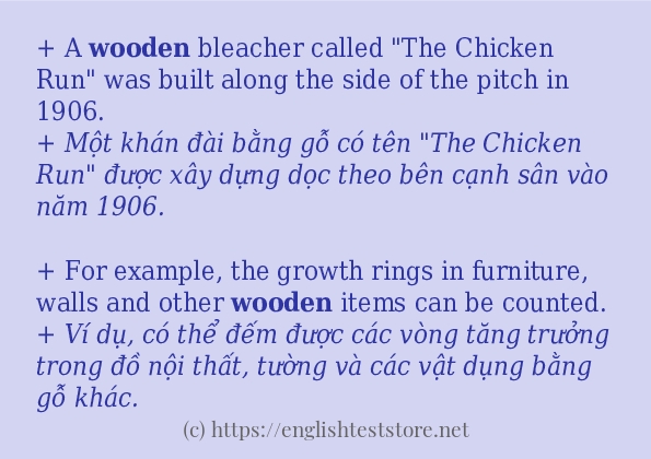 wooden sử dụng như thế nào và câu ví dụ