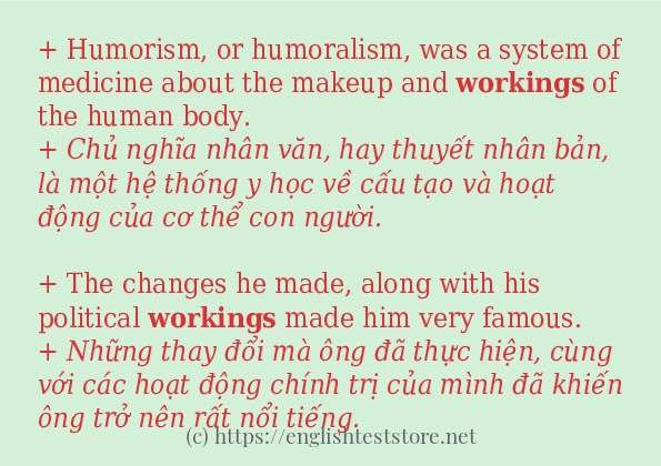 workings cách sử dụng và câu ví dụ