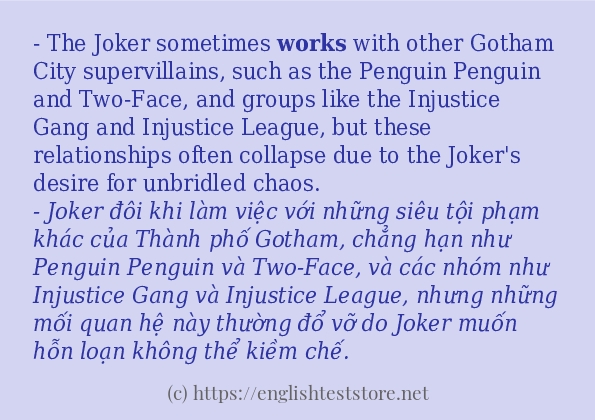 works sử dụng thực tế trong câu