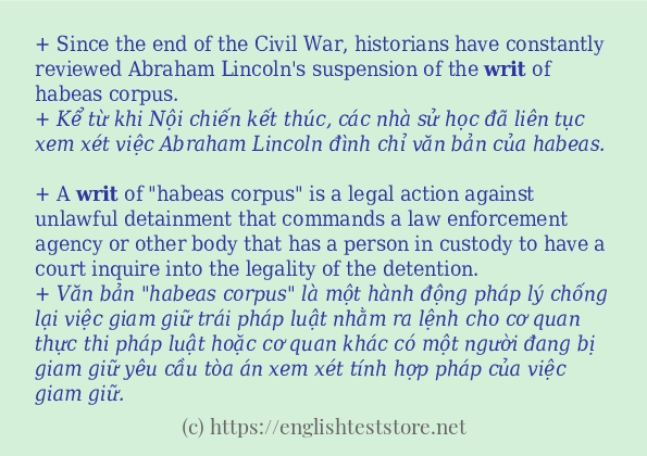 writ cách dùng và ví dụ trong câu