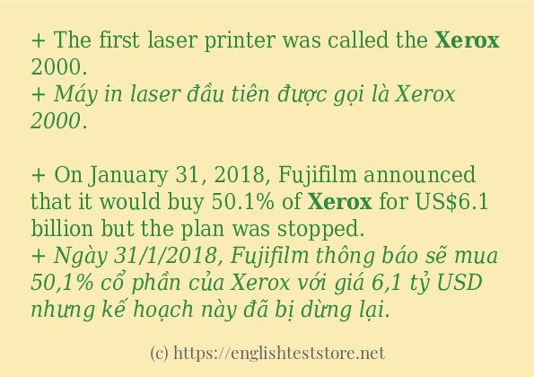 xerox các ví dụ và câu điển hình