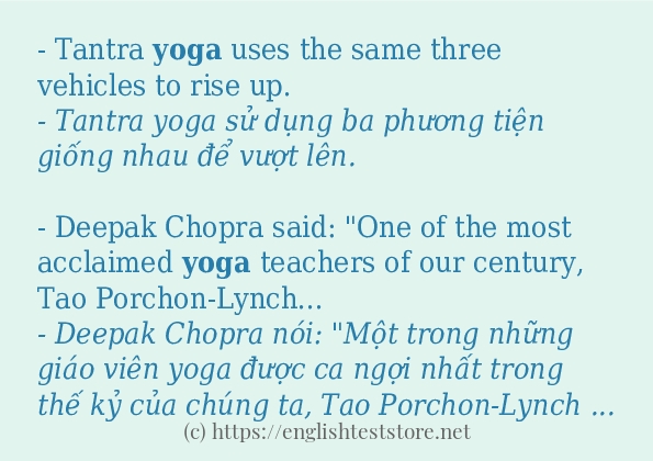 yoga các ví dụ và câu điển hình