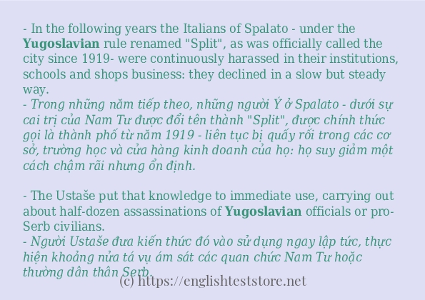 yugoslavian sử dụng như thế nào và câu ví dụ