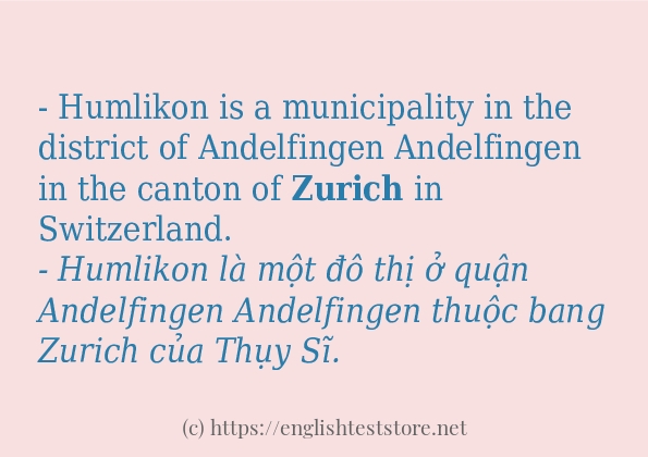 zurich sử dụng như thế nào và câu ví dụ