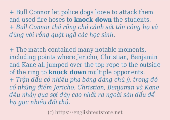 knock down ví dụ cách dùng trong câu