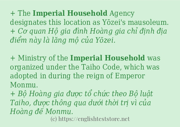 Các cách dùng từ imperial household