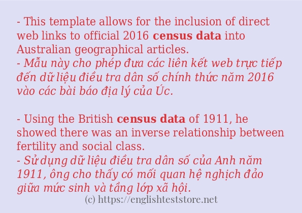 Các câu ví dụ của từ census data