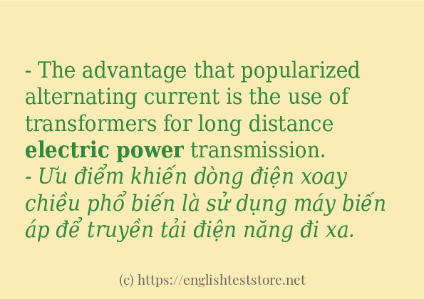 Các câu ví dụ và cách dùng từ electric power
