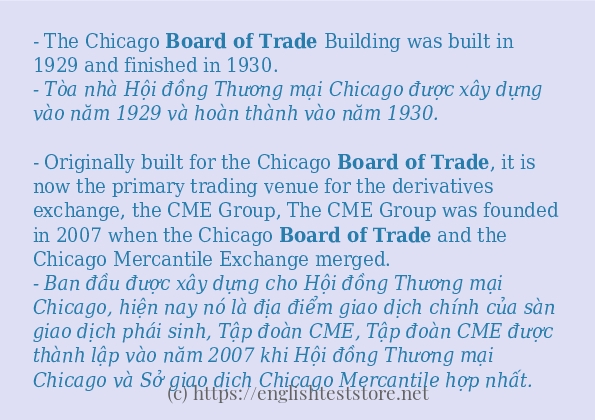 Cách dùng và câu ví dụ của từ board of trade