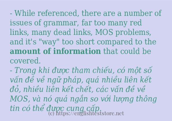 amount of information các cách dùng và câu ví dụ