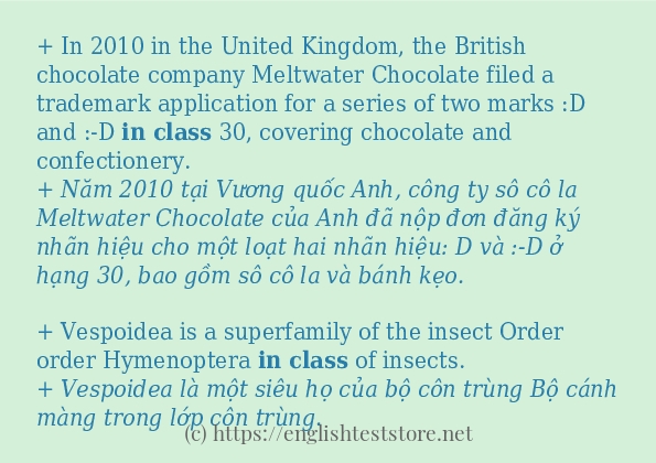 in class ví dụ cách dùng trong câu