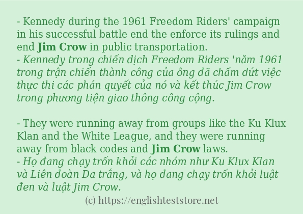 Jim crow áp dụng trong câu và ví dụ