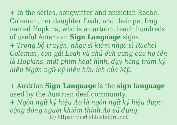 Sign language câu ví dụ về cách dùng