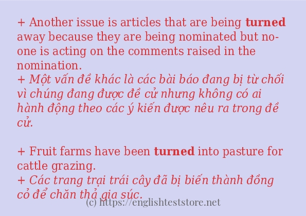 turned áp dụng trong câu và ví dụ