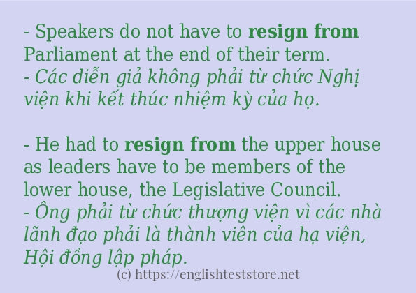 Câu ví dụ của từ resign from