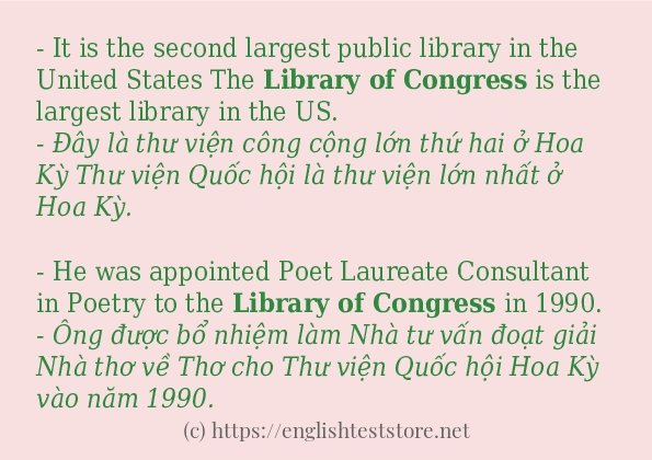 Library of Congress câu ví dụ và cách dùng
