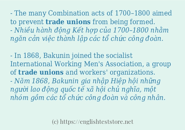 Trade unions các ví dụ và câu điển hình