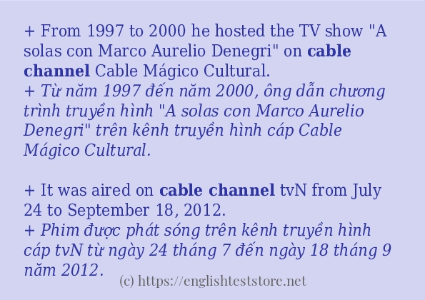 cable channel các ví dụ và câu điển hình