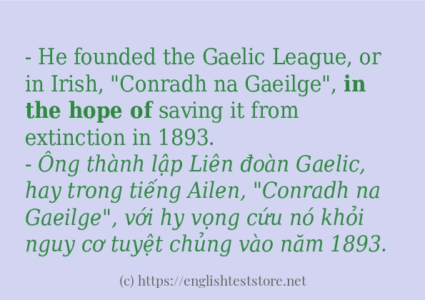 in the hope of sử dụng như thế nào?