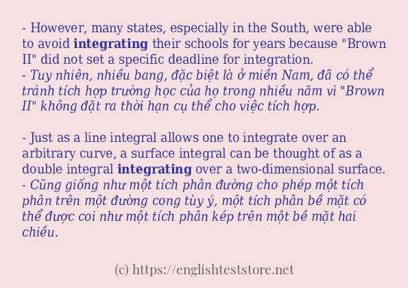 Các câu ví dụ và cách sử dụng từ integrating