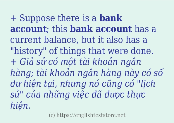 Cách dùng và câu ví dụ của từ Bank account