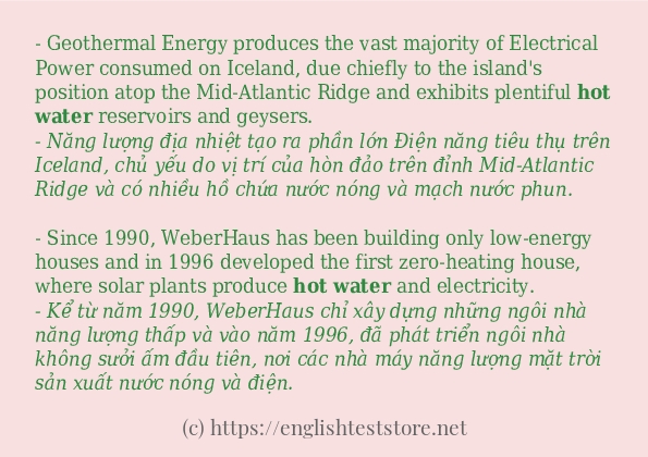 Hot water ví dụ và cách sử dụng trong câu