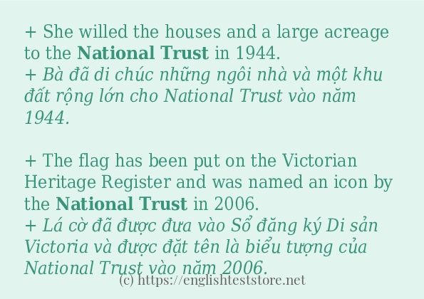 National trust cách sử dụng trong câu và ví dụ