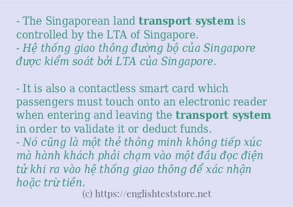 transport system ví dụ và cách sử dụng trong câu