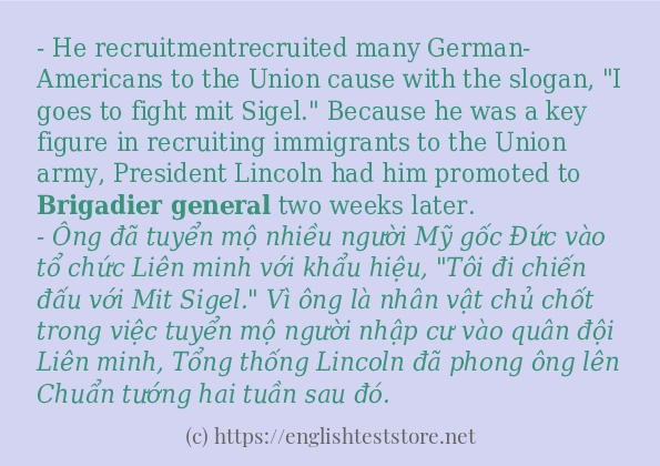 Cách sử dụng và câu ví dụ của từ Brigadier general