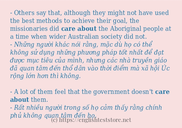 care about sử dụng như thế nào và câu ví dụ