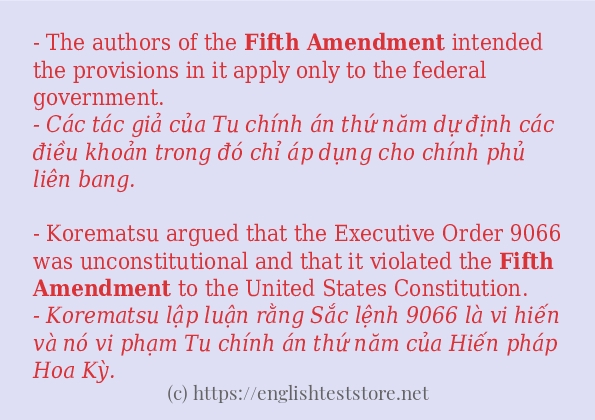 fifth amendment cách dùng và câu ví dụ