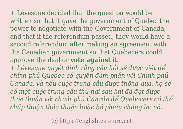 vote against có bao nhiêu cách dùng?