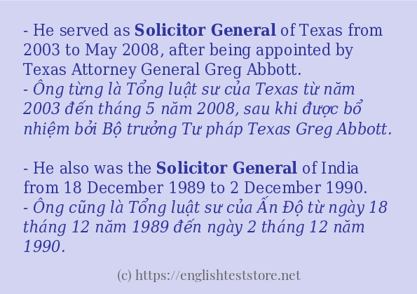 Các câu ví dụ và cách dùng từ solicitor general