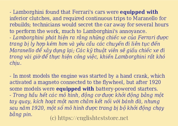 equipped with sử dụng như thế nào và câu ví dụ