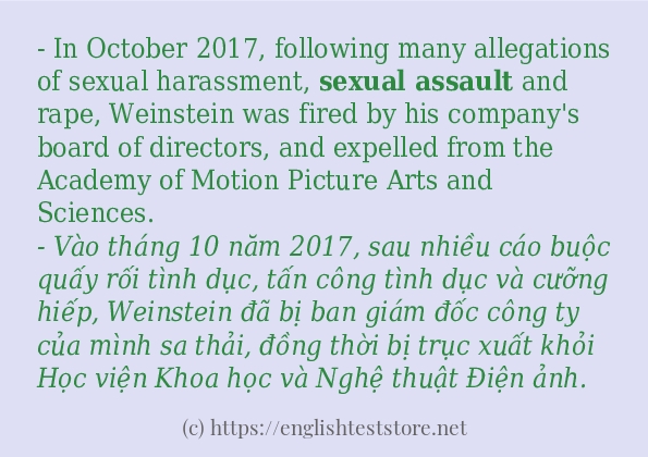 sexual assault cách dùng trong câu và ví dụ