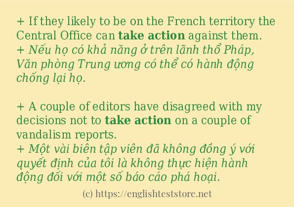 take action câu ví dụ về cách dùng