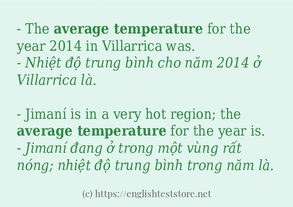 Các câu ví dụ và cách sử dụng từ average temperature