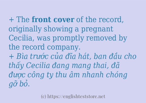 Các câu ví dụ và cách sử dụng từ front cover